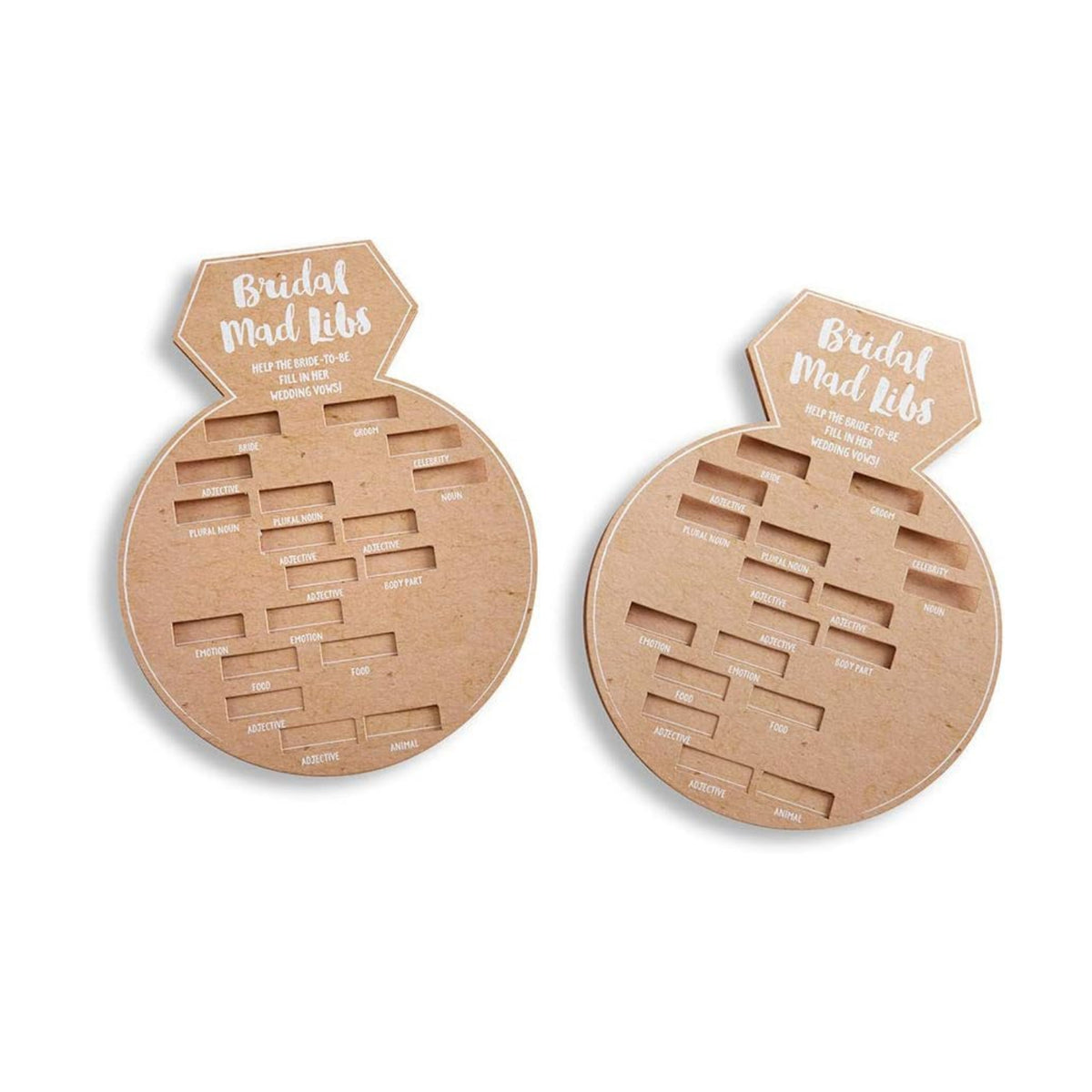 Kate Aspen 28441NA Bridal Shower Games, Ring Shaped Mad Libs Cards (Set of 50) Wedding Shower Game, Engagement Party, Bachelorette Party Game, Kraft, White