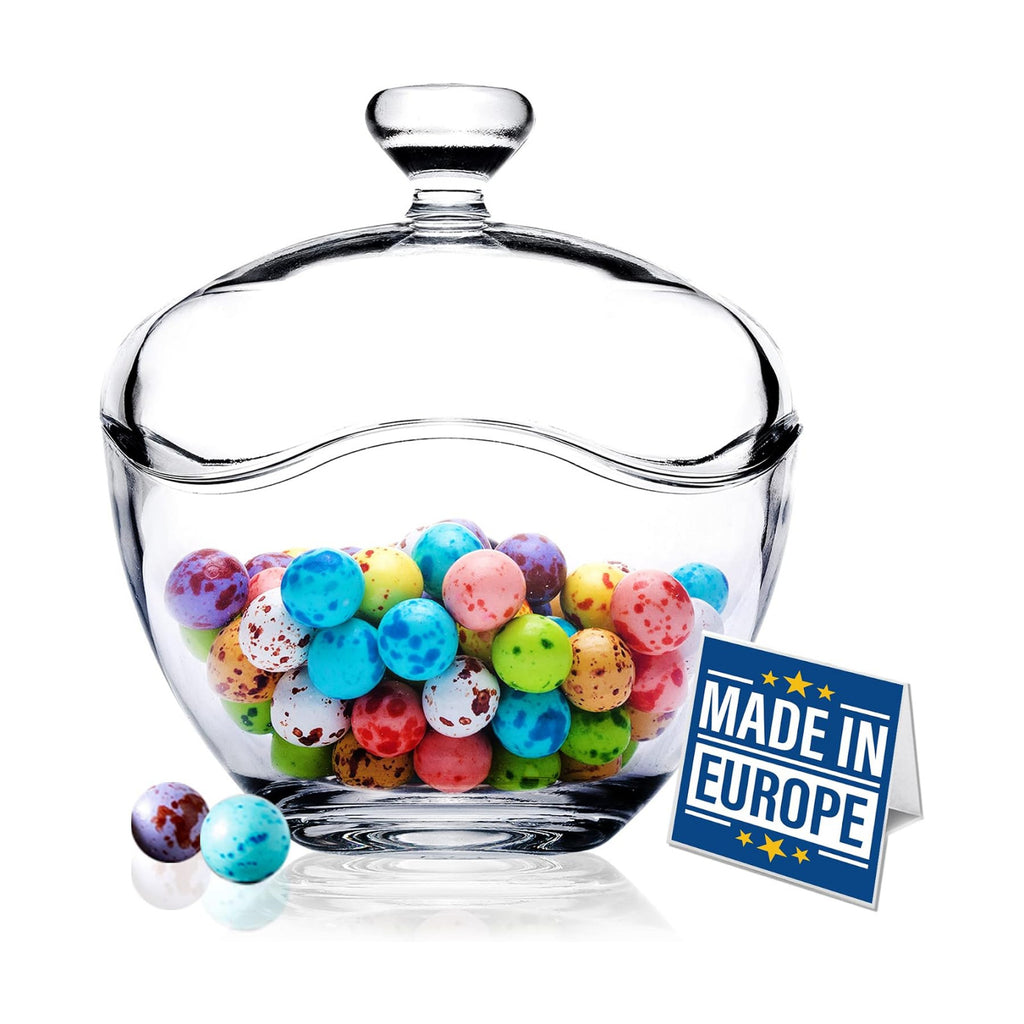 Volarium 13.5 oz Glass Candy Jars for Candy Buffet with Lid, Cookie Jar, Apothecary Jar, Food Storage Container