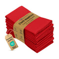 Ruvanti Cloth Napkins Set of 12, Cotton Enrich 18”x18” - Red