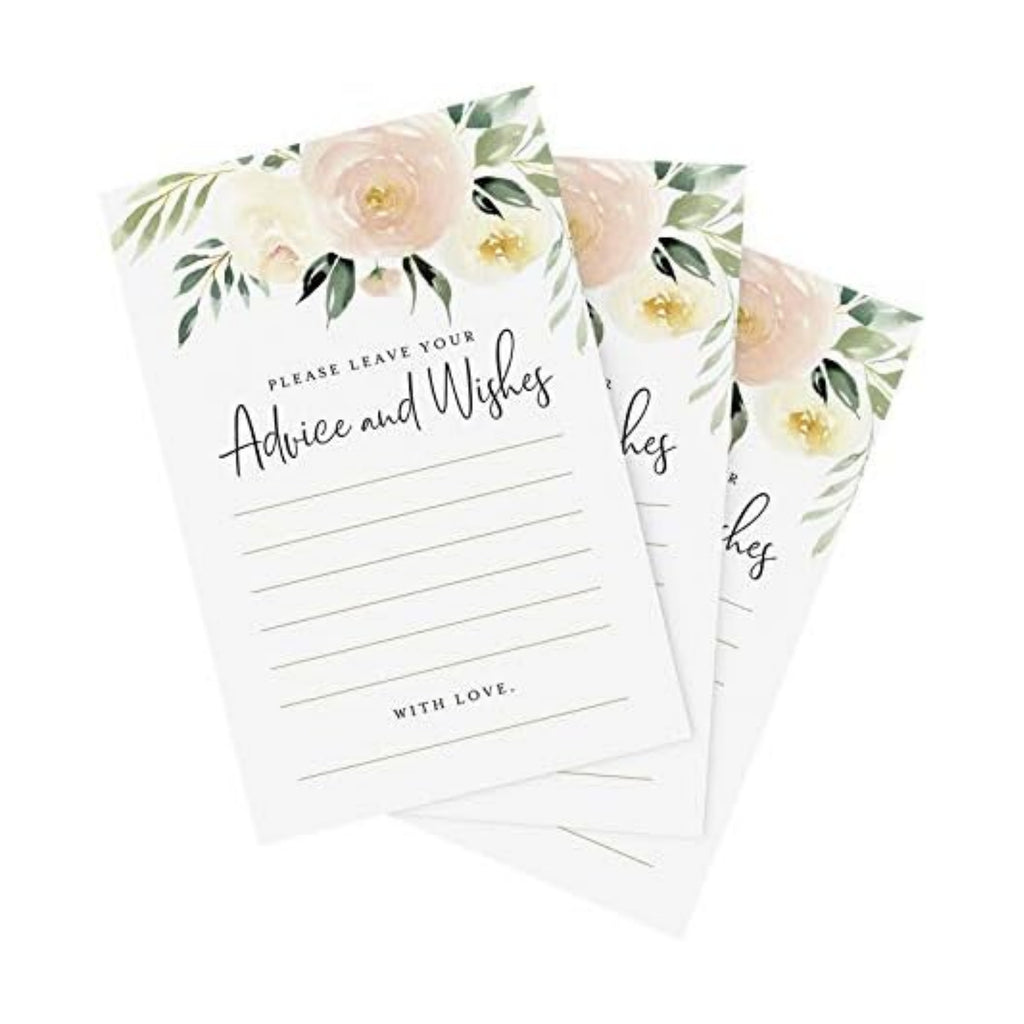 Bliss Collections Advice and Wishes Cards, Blush Floral, Perfect for: Bridal Showers, Wedding, Baby Shower, Graduation Party, Retirement, Words of Wisdom for Bride and Groom, 4"x6" Cards (50 Cards)