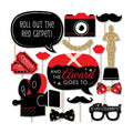 Red Carpet - Movie Night Photo Booth Prop Kit, DIY Cardstock Props - 20pc