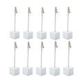 10pcs Table Number Holder Name Place Card Holder Memo Clip Holder Stand Note Holder Pictures Card Paper Menu Clip (Pure White)