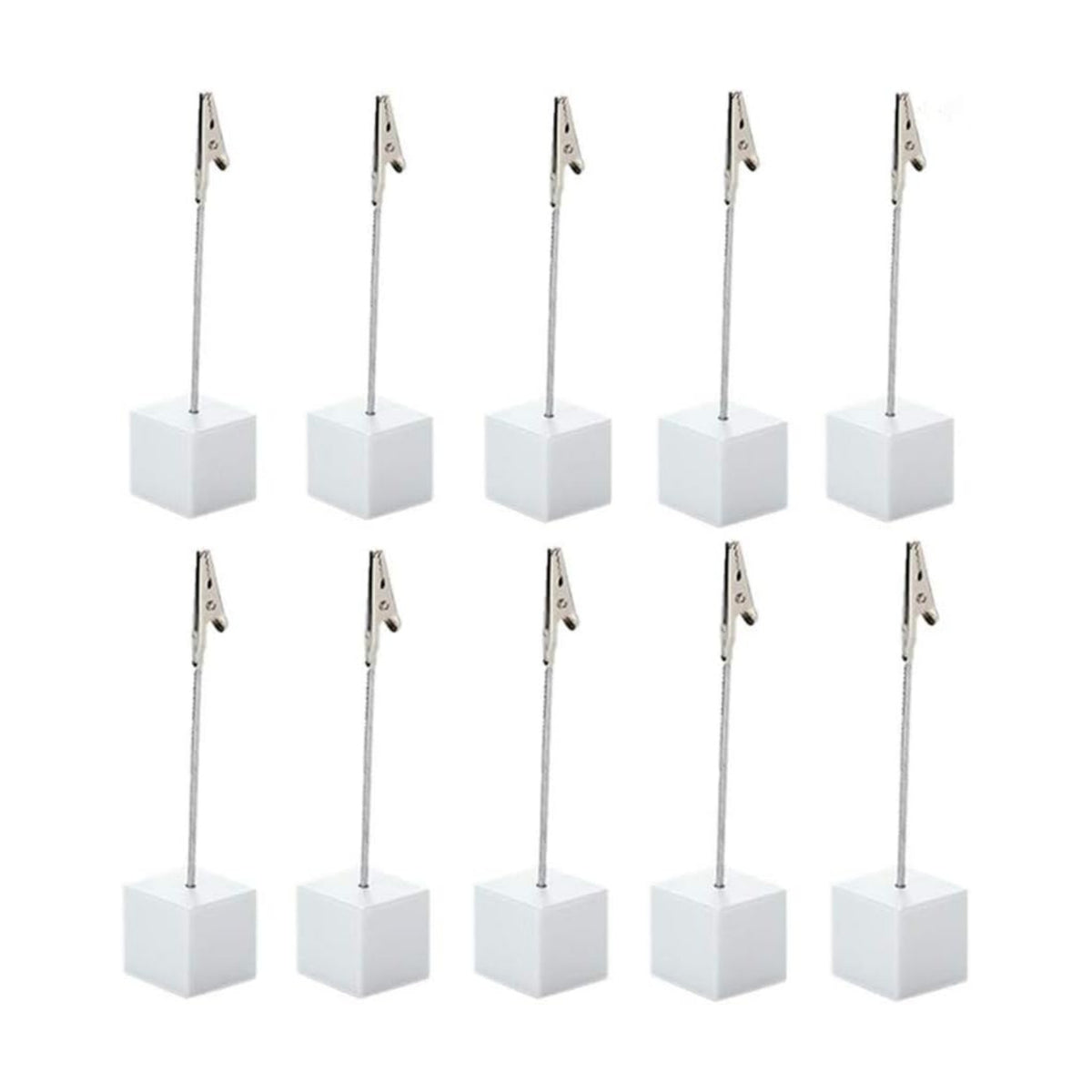 10pcs Table Number Holder Name Place Card Holder Memo Clip Holder Stand Note Holder Pictures Card Paper Menu Clip (Pure White)