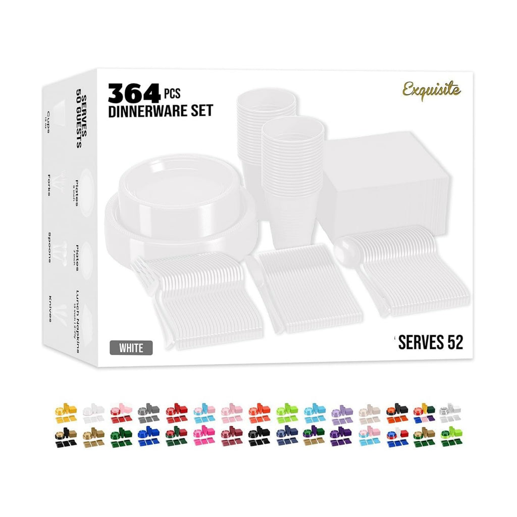 Exquisite 182 Pcs White Plates and Napkins Party Supplies Plate Sets