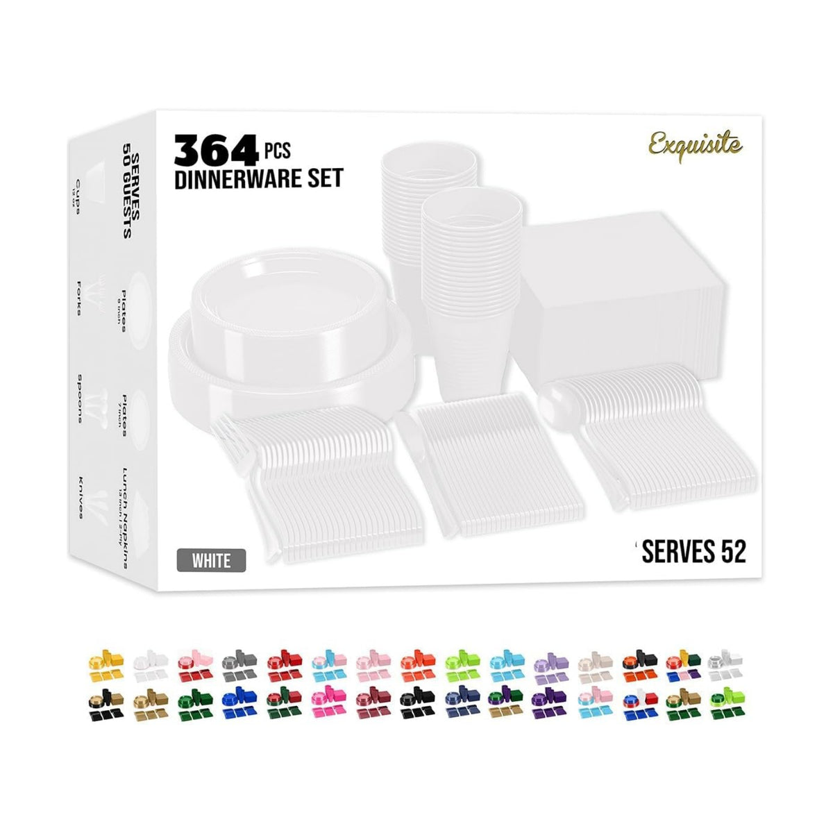 Exquisite 182 Pcs White Plates and Napkins Party Supplies Plate Sets