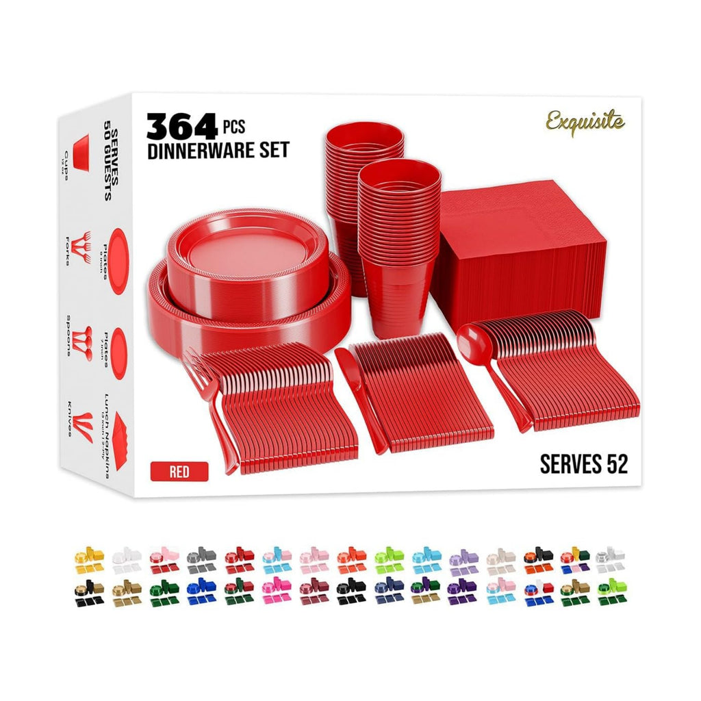 Exquisite 350 Pcs Red Plates and Napkins Party Supplies Plate Sets