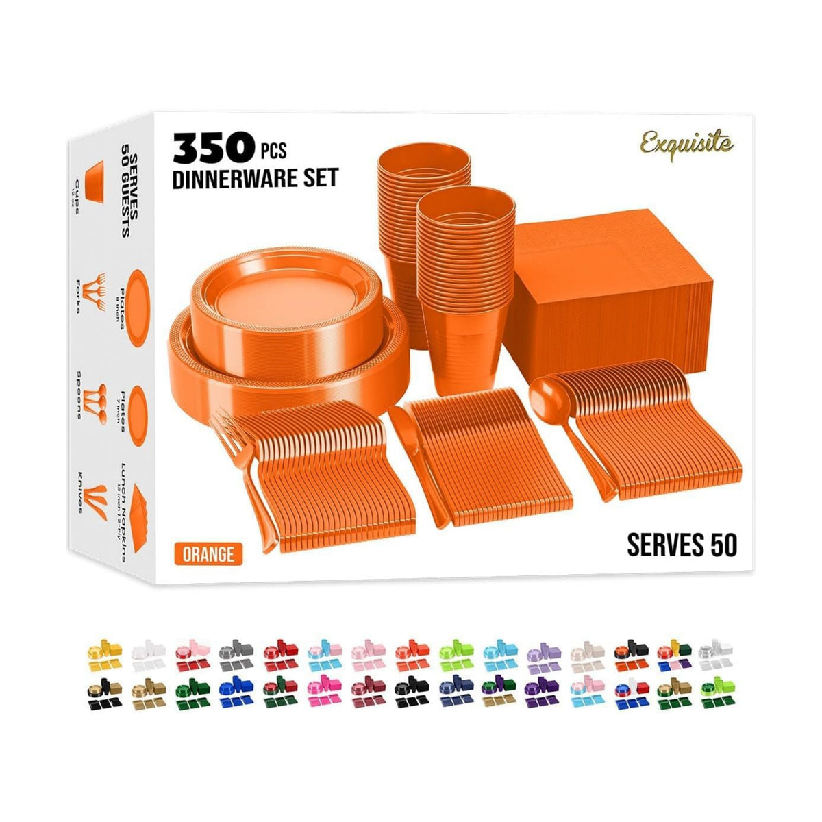 Exquisite 350 Pcs Orange Plates and Napkins Party Supplies Plate Sets