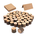 Tosnail 50 Pieces Wooden Place Card Holders with 50 Kraft Paper Cards, Rustic Wood Table Number Stands, Photo Holder for Wedding Party Decoration, Photo Display