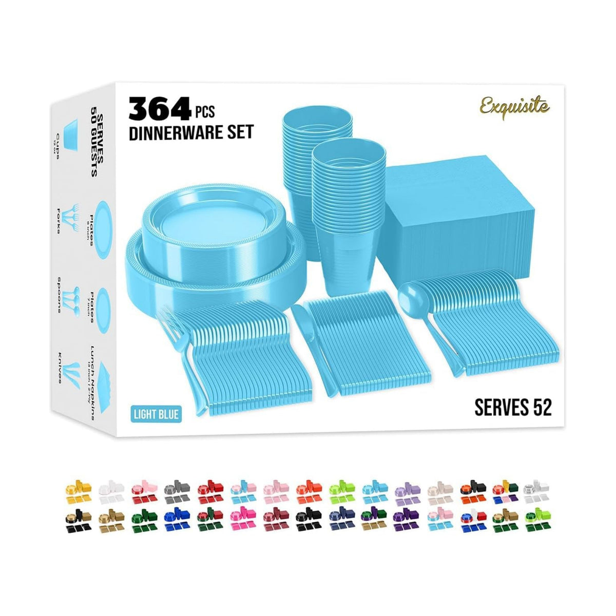 Exquisite 350 Pcs Light Blue Plates and Napkins Party Supplies Plate Sets