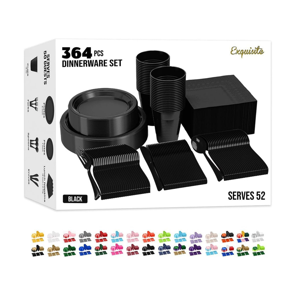 Exquisite 350 Pcs Black Plates and Napkins Party Supplies Plate Sets