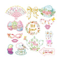 SUNBEAUTY 14 Pcs Tea Party Photo Booth Props Tea Party Decorations Alice in Wonderland Party Supplies Garden Party Bridal Shower for Girls Women