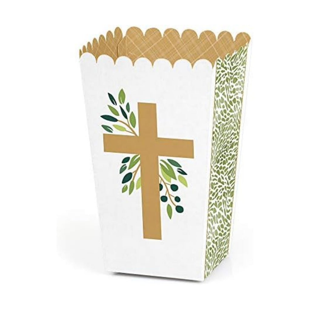 Elegant Cross Popcorn Boxes - Religious Party Treat Boxes - 12 Ct