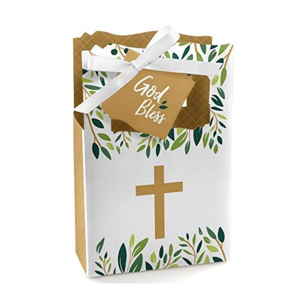 Big Dot of Happiness Elegant Cross - Religious Party Favor Boxes - Set of 12