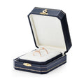 Oirlv Double Ring Box Royal Blue Ring Bearer Box for Engagement Wedding Jewelry Gift Case
