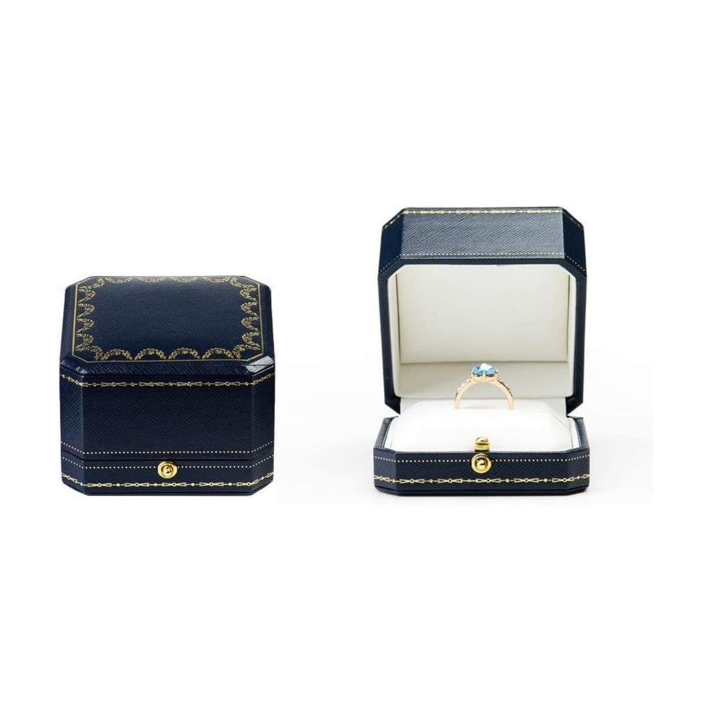 Oirlv Ring Box for Proposal and Wedding,Antique Ring Gift Box,Blue