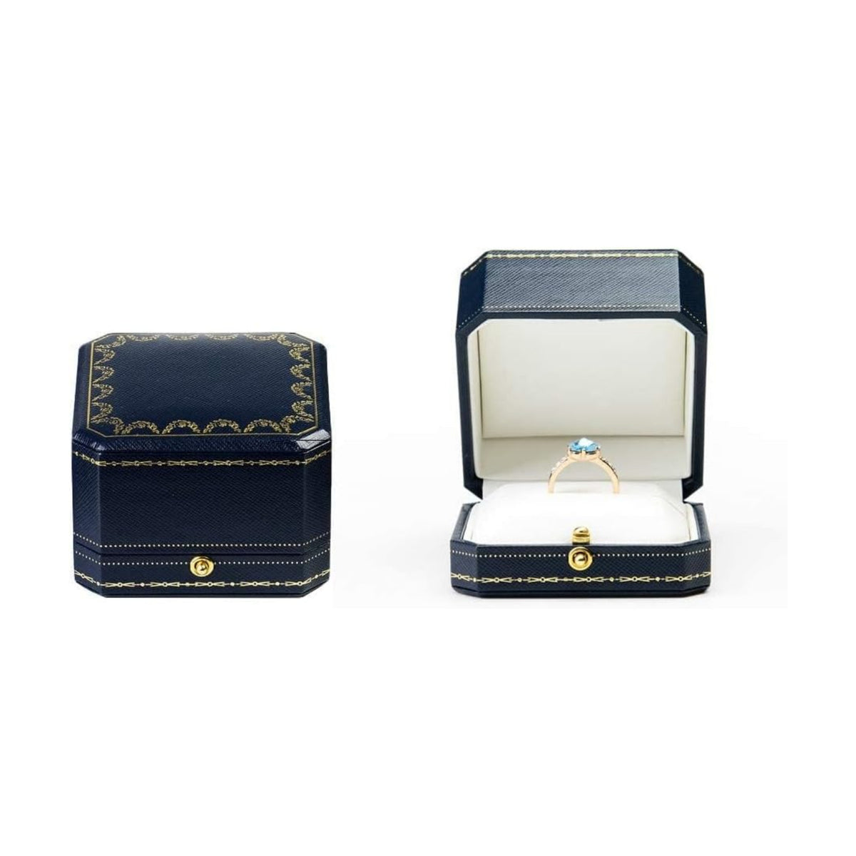 Oirlv Ring Box for Proposal and Wedding,Antique Ring Gift Box,Blue