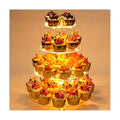 YestBuy 4 Tier Round Cupcake Stand with Yellow Lights for Party