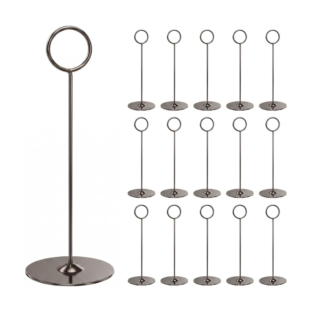 Urban Deco 16 Pieces Table Card Holder 8 inches Table Number Holders Place Steel Card Holders for Photos, Food Signs, Memo Notes, Weddings, Restaurants, Birthdays (Black)