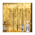 HOME LIGHTING Window Curtain String Lights, 300 LED 8 Lighting Modes Fairy Copper Light with Remote, USB Powered for Christmas Party Wedding Home Decorations (Warm White)