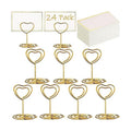 Toncoo 24 Pcs Mini Place Card Holders and 24 Pcs Place Cards with Gold Foil Border, Table Number Stand with Heart Shape, Table Card Holder Photo Picture Holder Memo Menu Clips for Wedding, Birthday