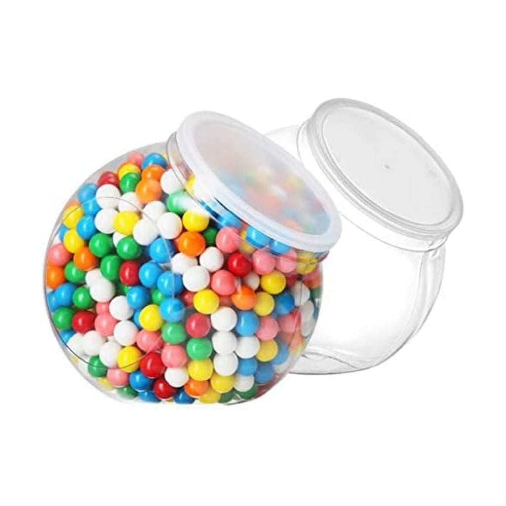 DilaBee 2-Pack Plastic Candy Jar - 96oz Large Candy Jars with Lids for Candy Buffet, Kitchen & Office Desk - Plastic Jars with Lids for Candy, Cookies & Snacks - Clear Jar with Labels BPA-Free