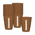 Football-Themed Brown Plastic Cups - 16 oz. (Pack of 25) - Sturdy & Durable Drinkware, Perfect for Game Day Parties & Tailgating Events