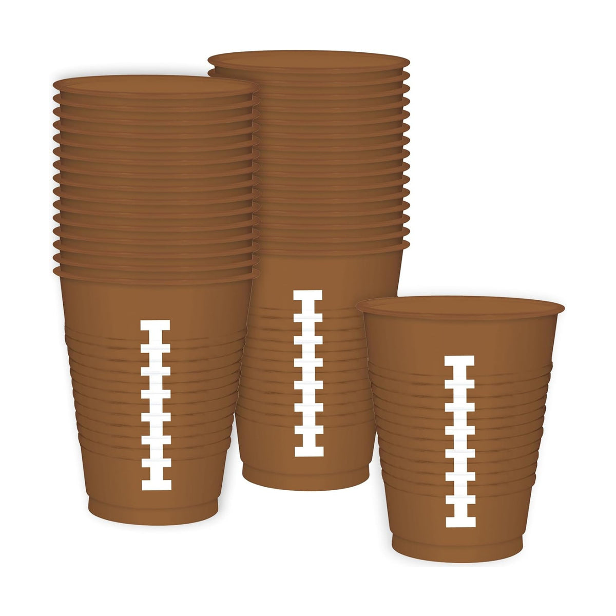 Football-Themed Brown Plastic Cups - 16 oz. (Pack of 25) - Sturdy & Durable Drinkware, Perfect for Game Day Parties & Tailgating Events
