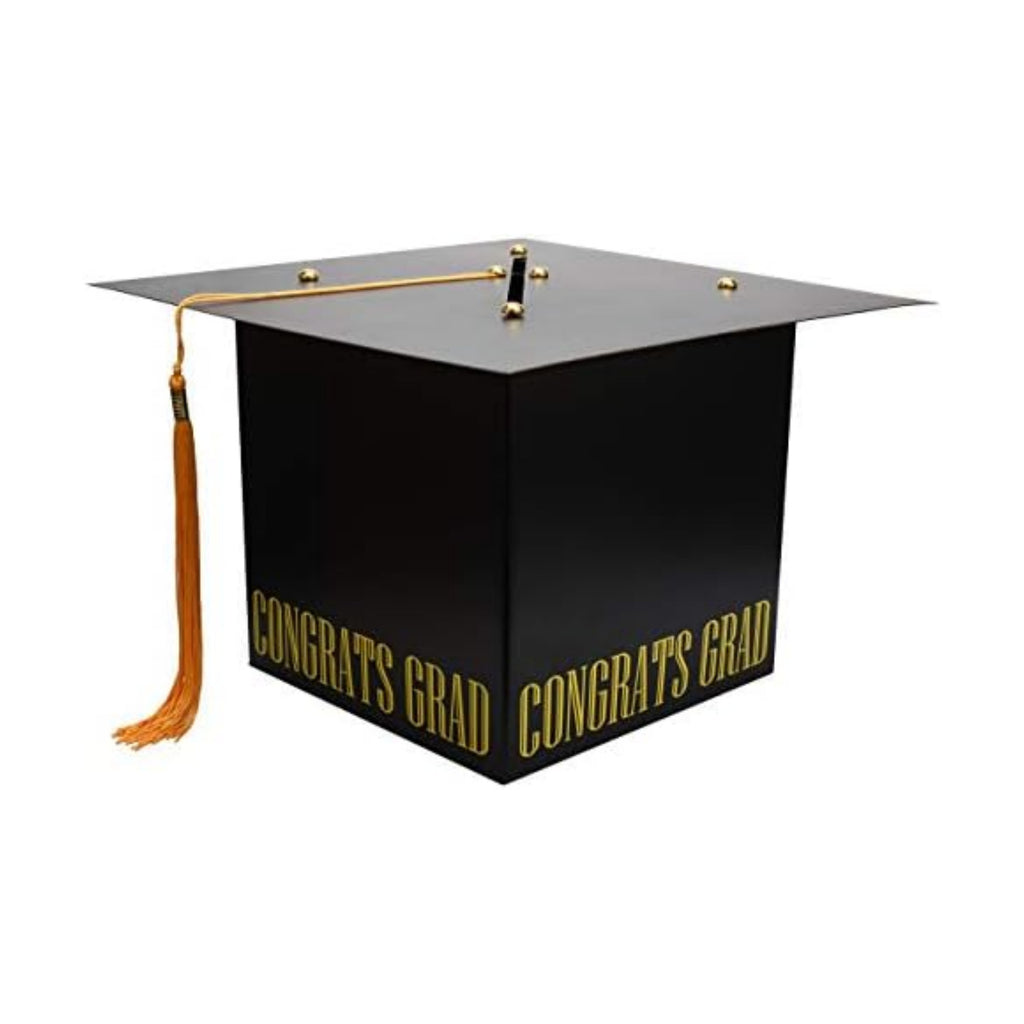 MerryJoyParty Graduation Card Box Graduation Card Holder Original Graduation Cap Shaped Card Box with Real Tassel for Graduation Party Supplies