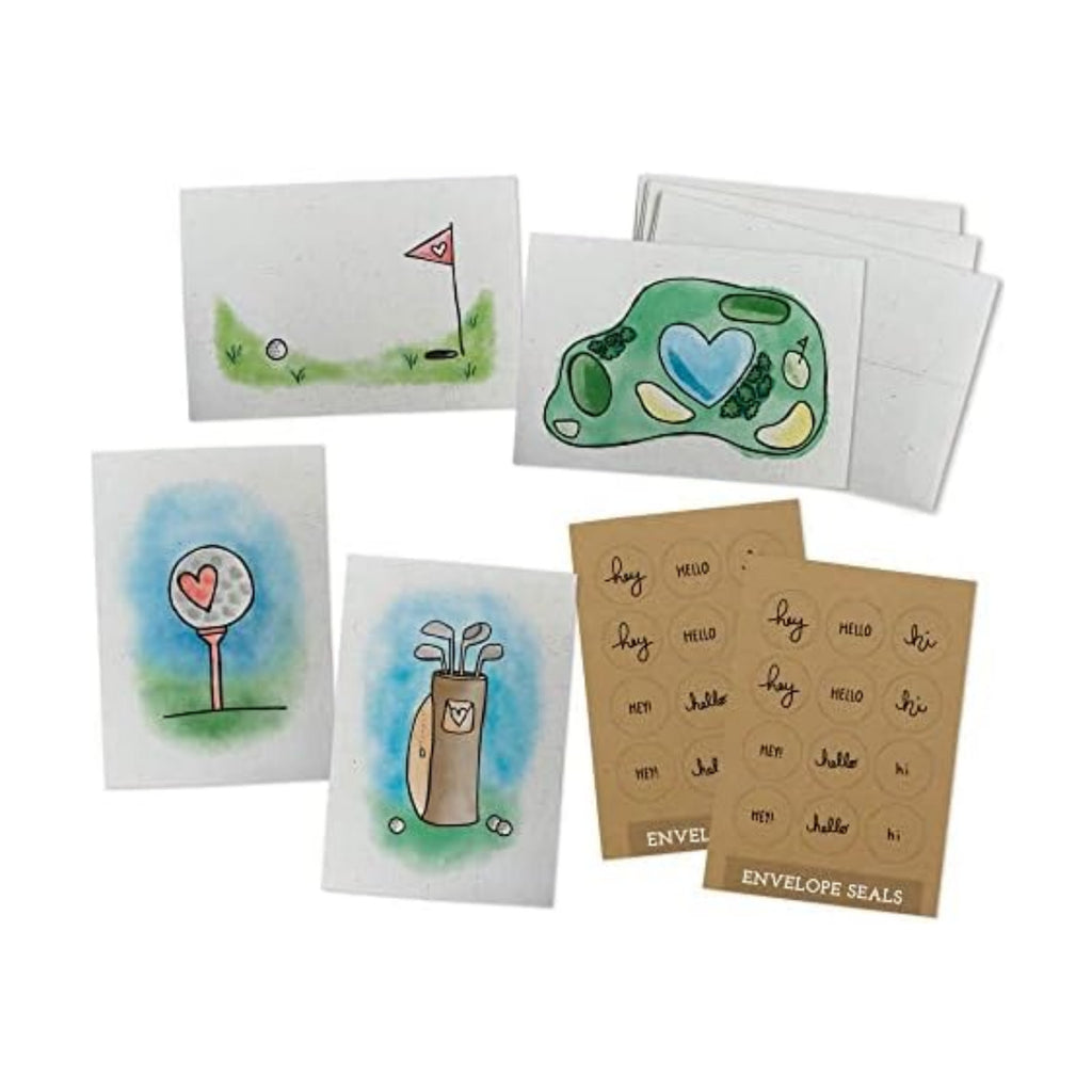 Golf Love Greeting Cards Variety Pack - 24 Note Cards with Envelopes & Kraft Sticker Seals