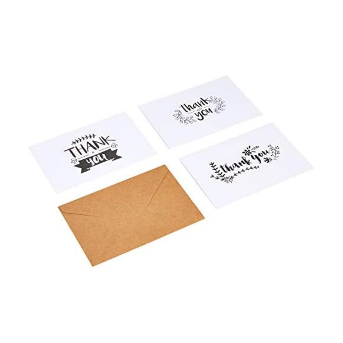 Amazon Basics Thank You Cards and Envelopes, Black and White, 4" x 6", 48 Count