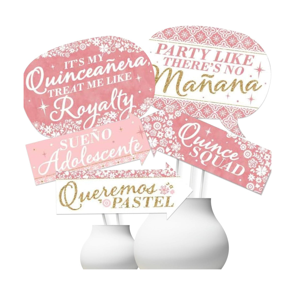 Funny Mis Quince Anos - Quinceanera Photo Booth Prop Kit, DIY Setup - 10pc