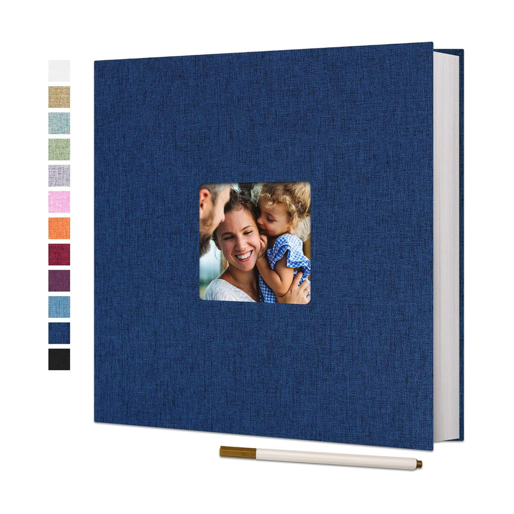 Vienrose Large Photo Album Self Adhesive for 4x6 8x10 Pictures Linen Scrapbook Album DIY 40 Blank Pages with A Metallic Pen