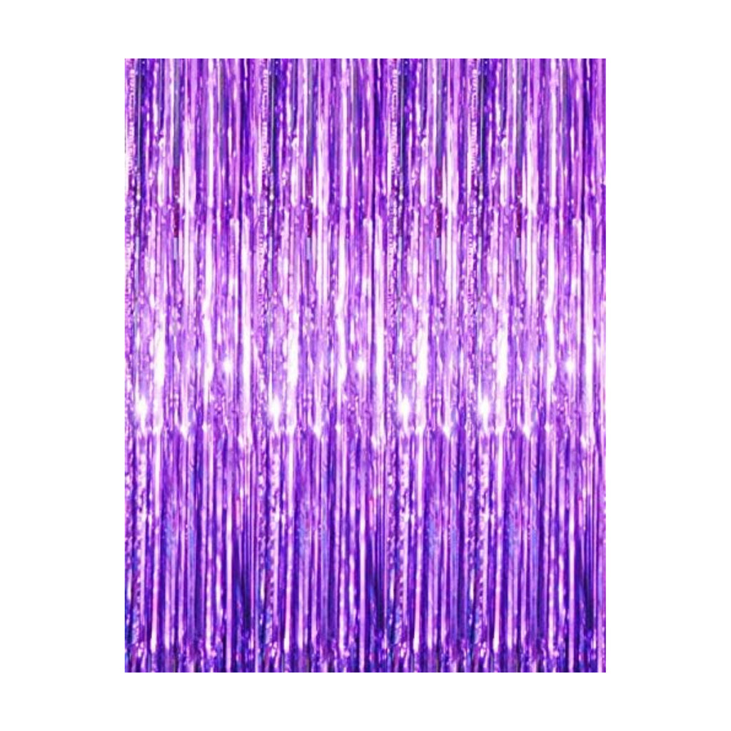 GOER 3.2 ft x 8.2 ft Metallic Tinsel Foil Fringe Curtains Party Photo Backdrop Party Streamers for Halloween Birthday,Graduation,New Year Eve Decorations (5 Packs,Purple)