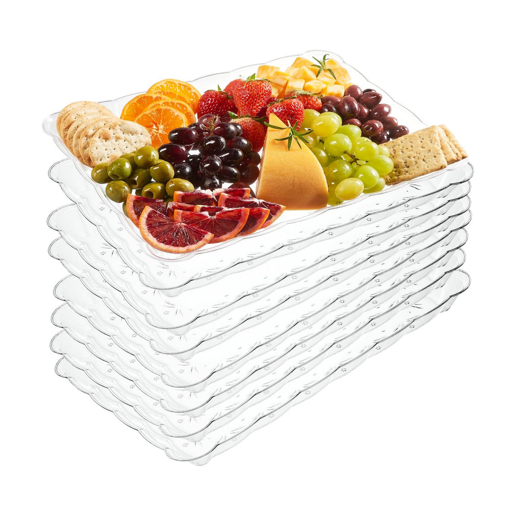 Plasticpro Plastic Serving Trays - Serving Platters Rectangle 9X13 Disposable Party Dish 8 Clear