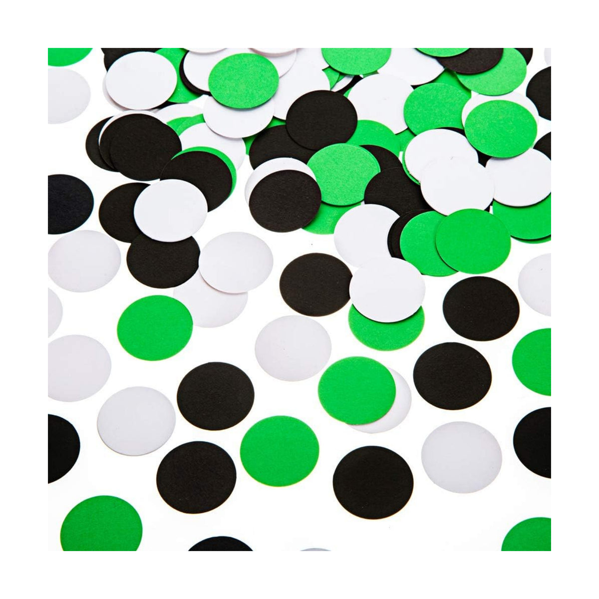 MOWO Black, Green and White Confetti Circle Table Decoration, 1.2 inch