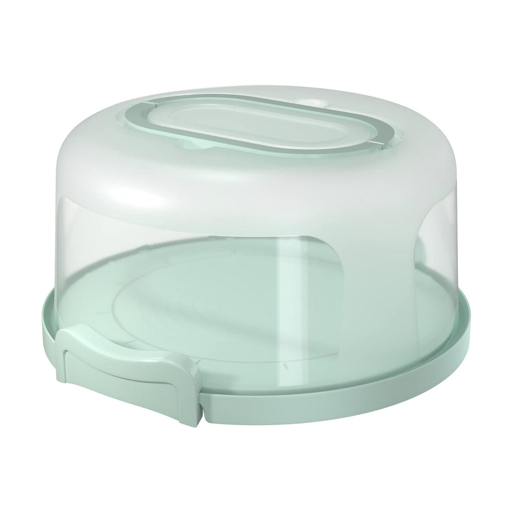 Top Shelf Elements Round Cake Carrier Two Sided Cake Holder Serves as Five Section Serving Tray, Portable Fits 10 inch Cake, Box Comes With Handle, Container Holds Pies (Green)