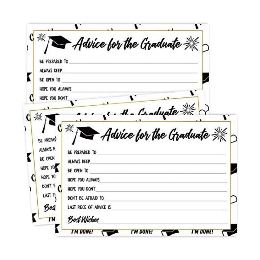 50 Graduation Party Advice Wishes Cards for Graduate Class of 2025 College, High School, University Grad, Words of Wisdom Cards, Game Activity Cards, 4 x 6 Inches.