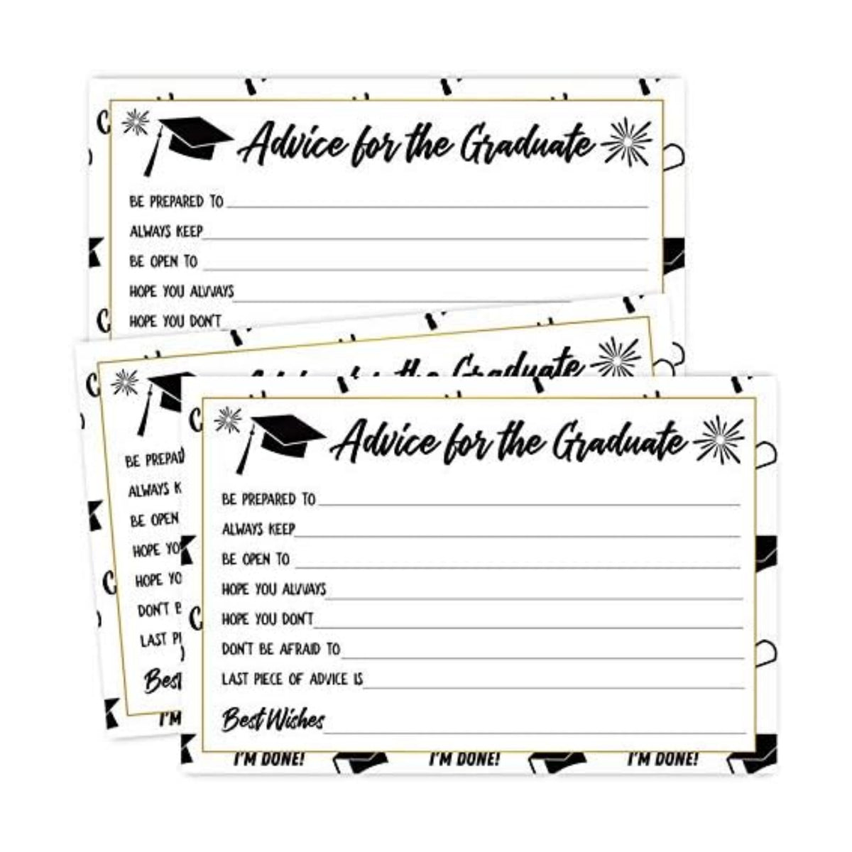 50 Graduation Party Advice Wishes Cards for Graduate Class of 2025 College, High School, University Grad, Words of Wisdom Cards, Game Activity Cards, 4 x 6 Inches.