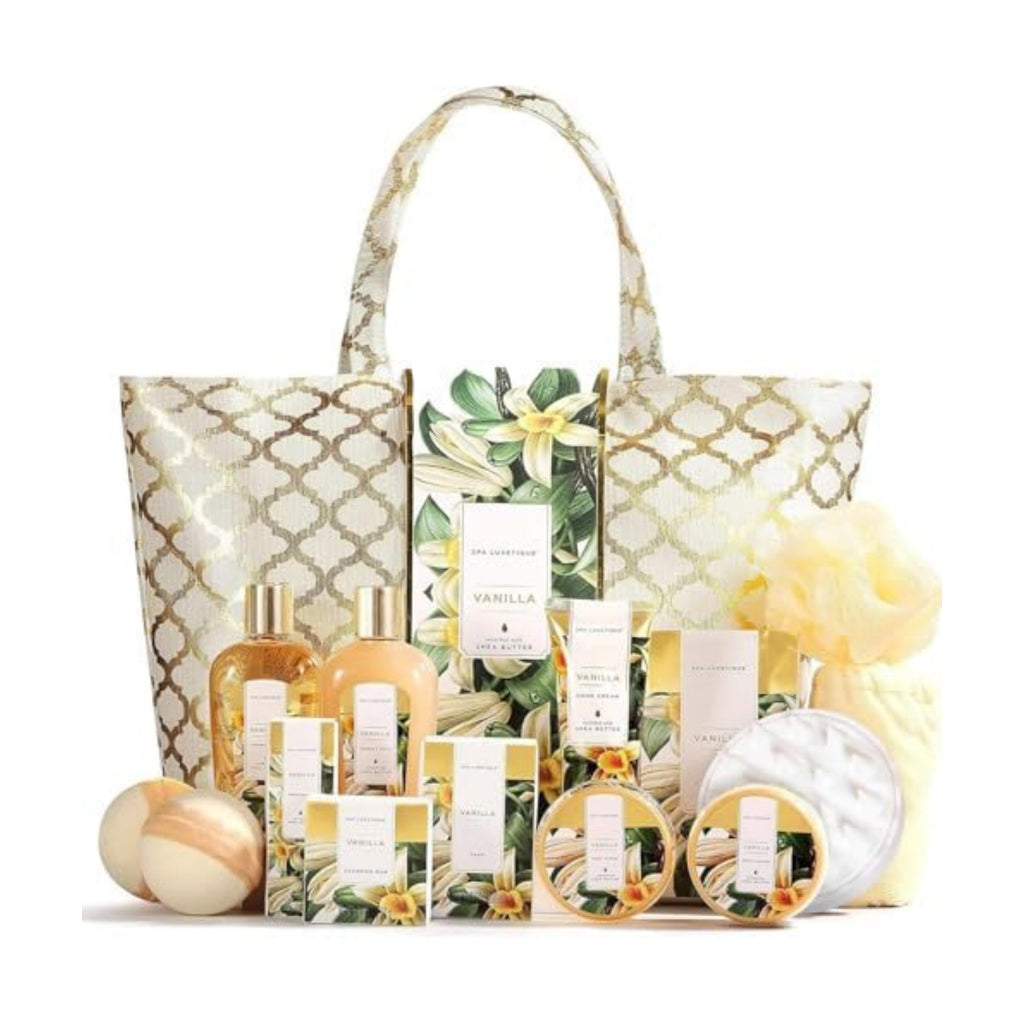 Gifts for Women, Spa Luxetique Gift Baskets for Women,15 Pcs Vanilla Spa Gifts for Womens, Women's Gifts with Bubble Bath, Bath Salt, Bath Bombs, Birthday Gift Christmas Spa Baskets