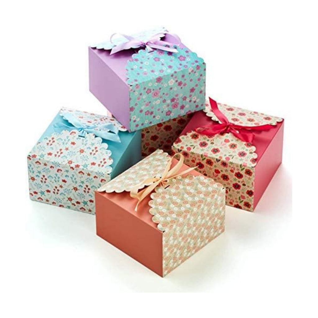 Large Floral Gift Boxes with Lids & Ribbons (20 Set) Decorative Treat Boxes