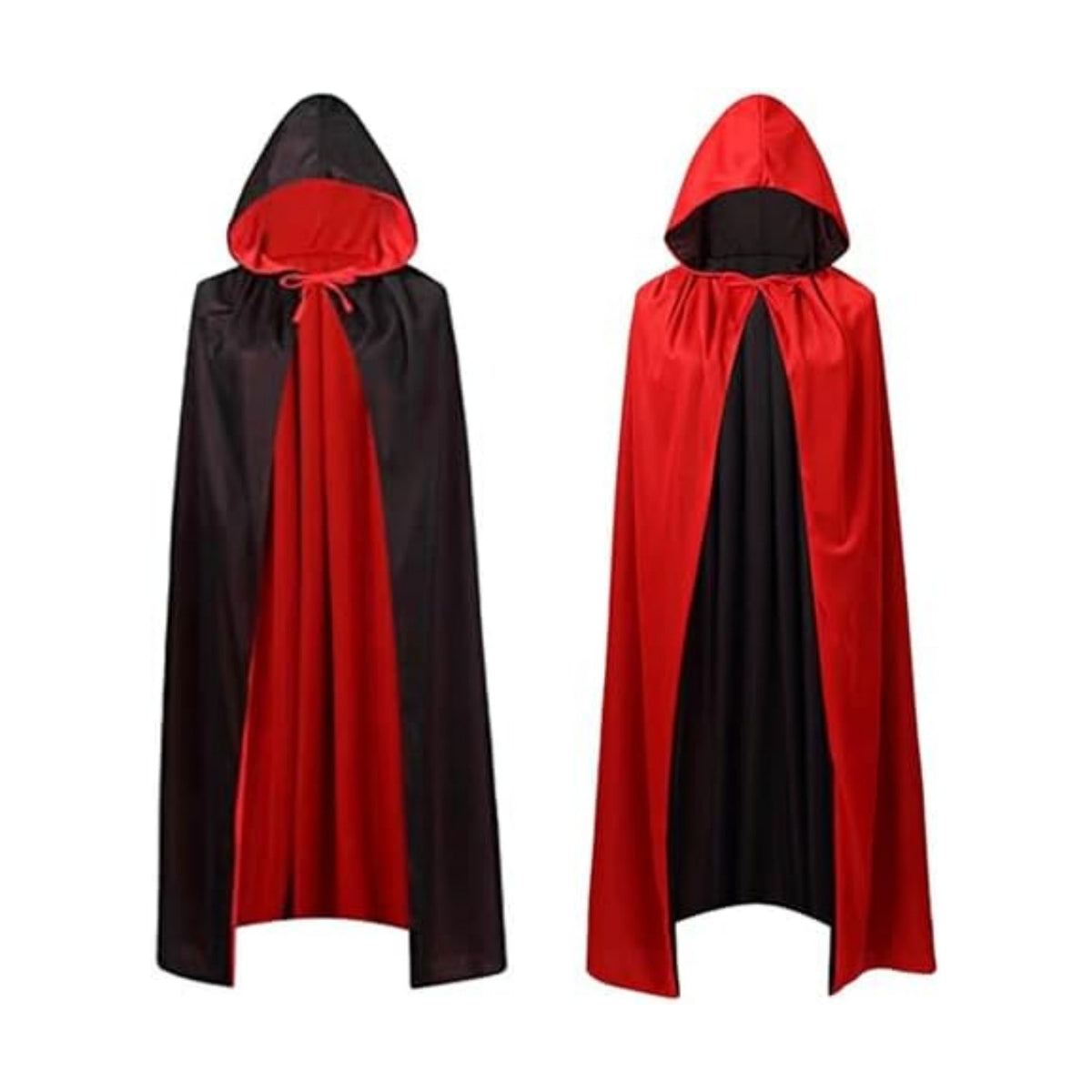 Adult Stand Collar with Hood Reversible Cloak Masquerade Cape for Halloween