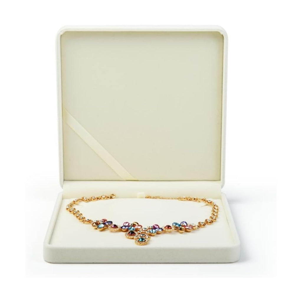 Oirlv Big Necklace Box,White Velvet Jewelry Case for Chunky/Pearl Necklace