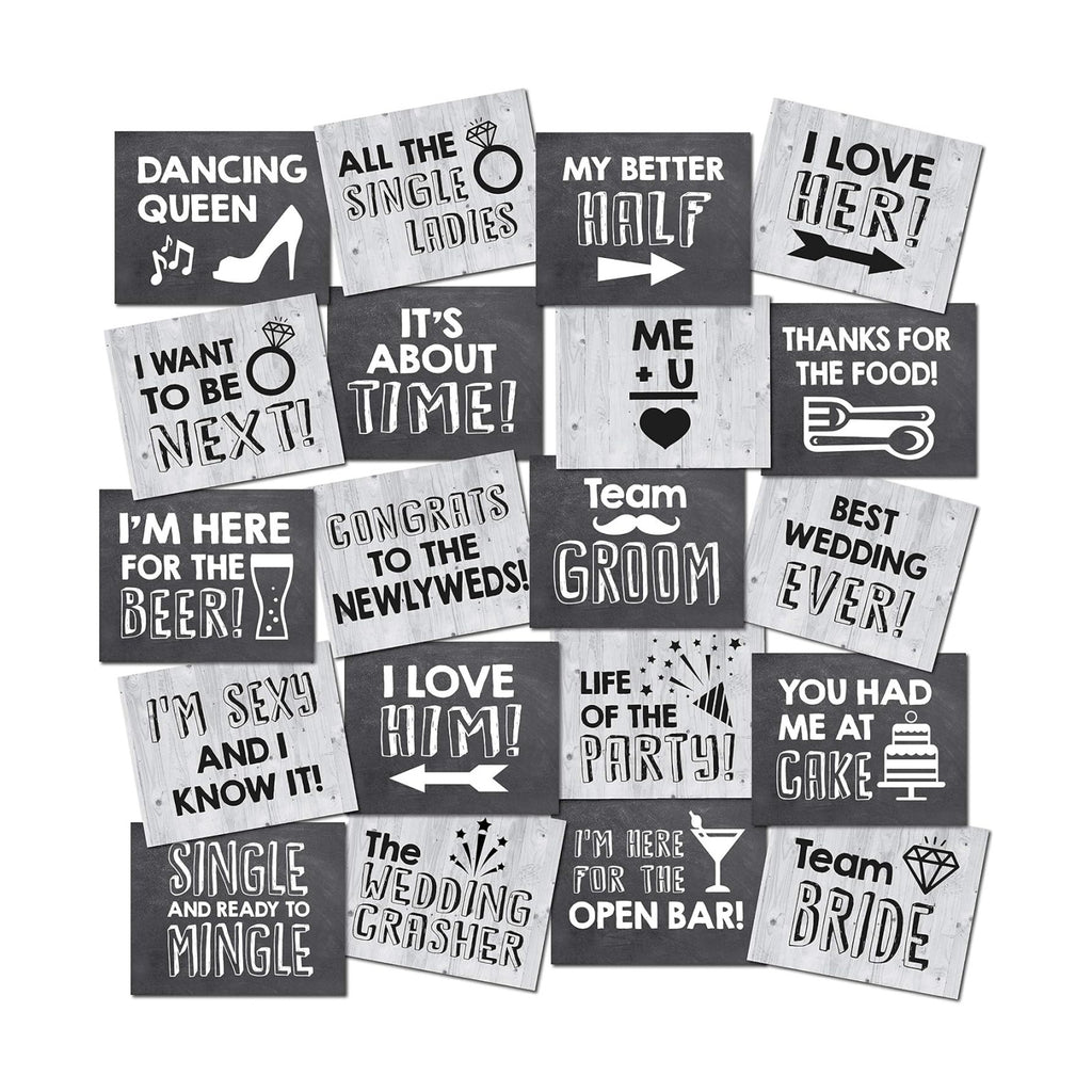 20 Designs, 8x10, Double Sided, Photo Booth Props, Wedding Props Photo Booth Signs