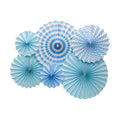 6-Pack Blue Hanging Paper Fans, Party and Wall Decor