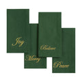 Threadmade Holiday Sentiments Napkins, Set of 4, Green - 20" W x 20" L