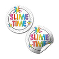Slime Stickers Labels, 40 Pack 2 Inch Rainbow Slime Time Birthday Thank You Circle Labels for Containers, Party Favors and Goodie Bags by Amanda Creation
