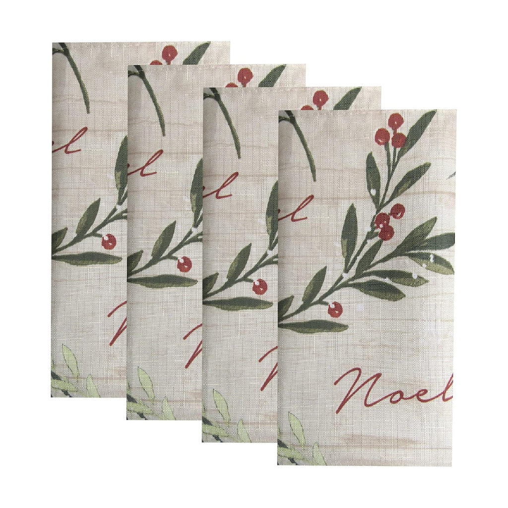 Holiday Tree Trimmings Napkins, Set of 4, Multicolor - 17" W x 17" L