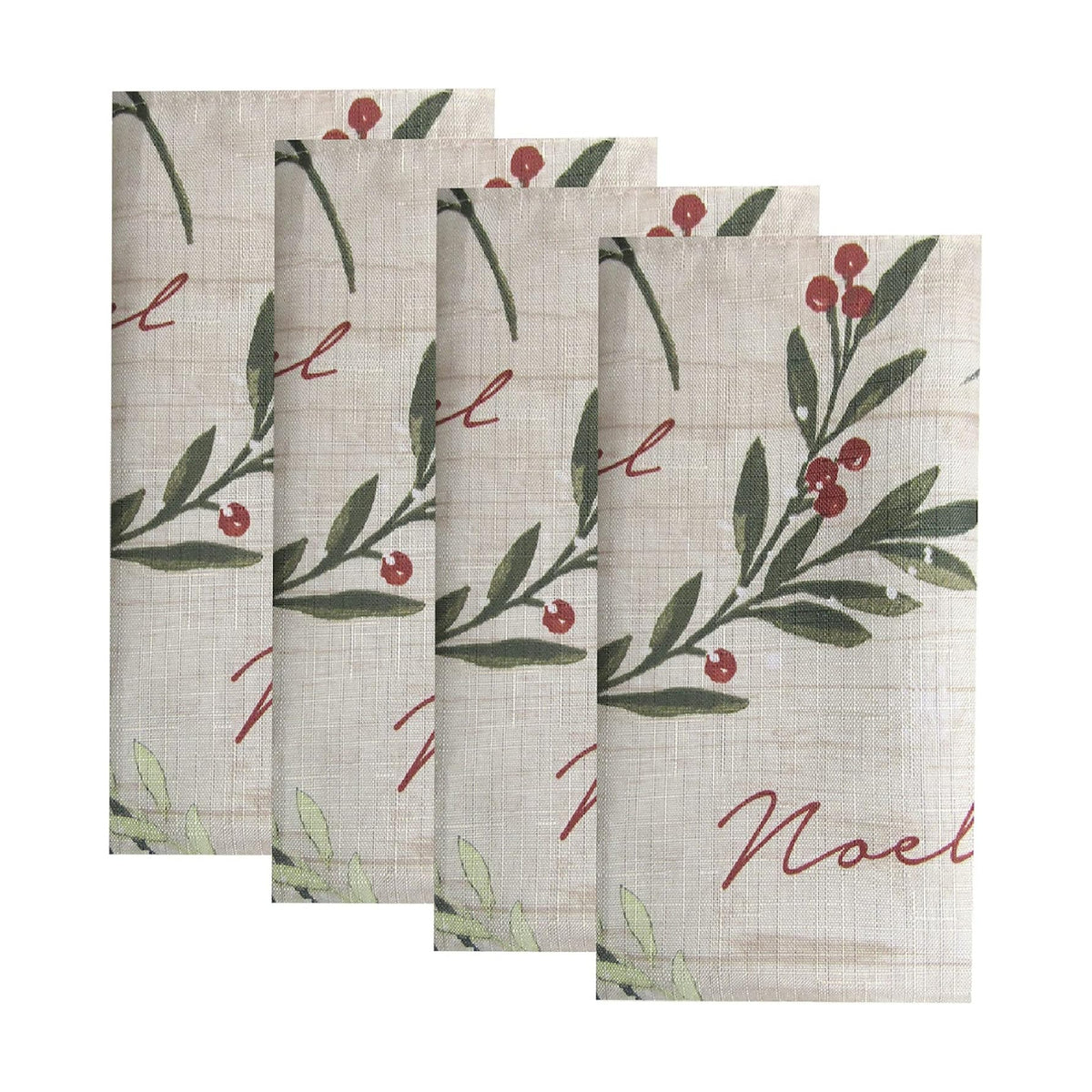 Holiday Tree Trimmings Napkins, Set of 4, Multicolor - 17" W x 17" L