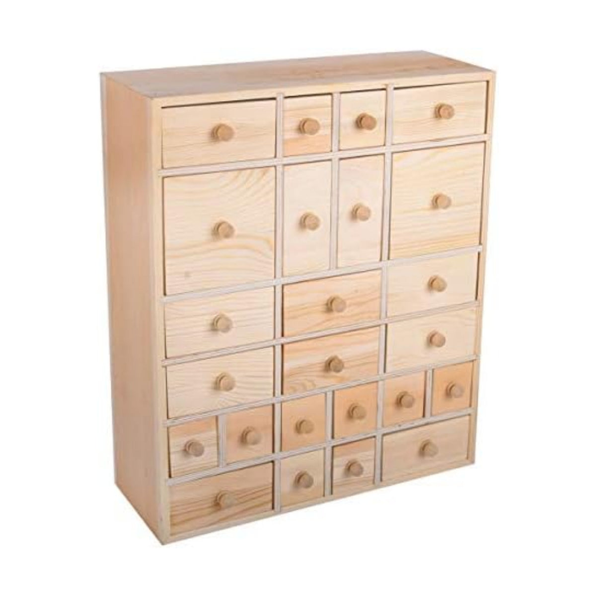 Vencer Wooden Countdown to Christmas Advent Calendar Storage Organizer with 24 Drawers,Jewelry Box,Desktop Organizer,DIY Unfinished Wood,Measures 14in x 12in x 4.3in,VYO-021