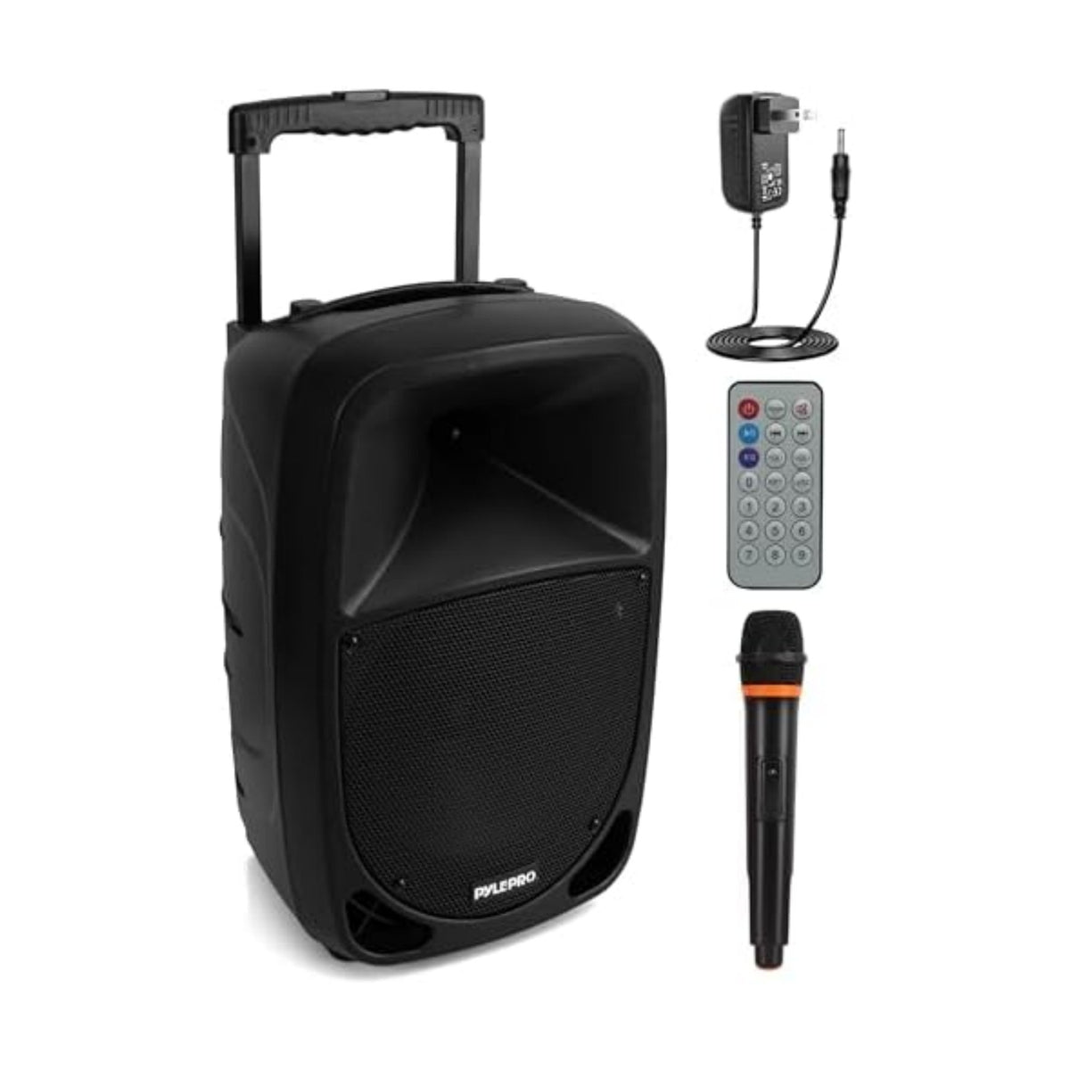 Pyle PSBT105A - 1000W Portable Bluetooth PA Speaker, 10'' Subwoofer, UHF Wireless Mic, MP3/USB/SD, Rechargeable Battery, LED Battery Indicator Lights, Black
